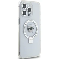Karl Lagerfeld KLHMP15XHMRSKHH iPhone 15 Pro Max 6.7" balts ar statīvu Viedtālruņa apvalks Karl Head MagSafe