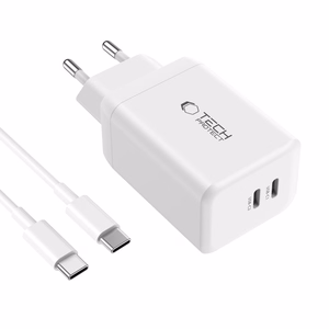 Tech-Protect NC45W-GAN 2-PORT PD45W lādētājs + TYPE-C kabelis - balts