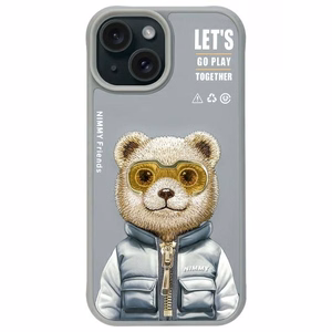 Nimmy Cool&Cute 2.0 Lāča viedtālruņa apvalks iPhone 15 - pelēks