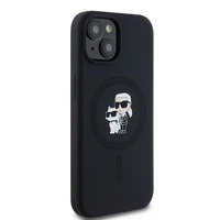 Karl Lagerfeld silikona Karl&Choupette magnētiskais viedtālruņa apvalks iPhone 15 Plus / 14 Plus - melns