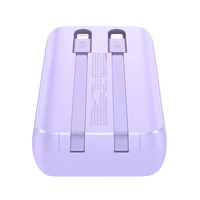 Joyroom JR-PBC06 mini portatīvais lādētājs ar iebūvētiem USB-C / Lightning kabeļiem 30W 10000mAh - violeta