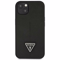 Guess GUHCP14MPSATLK iPhone 14 Plus 6.7 "melns/melns cietais apvalks SaffianoTriangle Logo