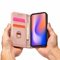 Magnētiskais karšu apvalks iPhone 12 Pro maciņš karšu maks karšu statīvs rozā