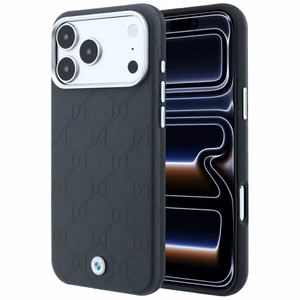 BMW Sign Deboss Quilted Metal Logo vāciņš modelim iPhone 18 Pro Max / 17 Pro Max, saderīgs ar MagSafe – tumši pelēks