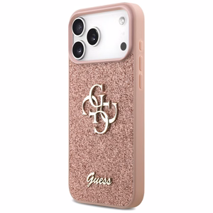 Guess Fixed Glitter Big 4G Чехол для iPhone 17 Pro Max - розовый