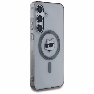 Karl Lagerfeld Poga Choupette Galva Drukāts Logotips Magnētiskais Samsung Galaxy S25 viedtālruņa apvalks melna