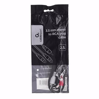 Gembird 2.5m, 3.5mm/2xRCA, M/M audio cable melns, sarkans, balts