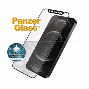 PanzerGlass E2E Microfracture antibakteriālais stikls ar Swarovsky kristāla kameras vāciņu iPhone 12/12 Pro - ar melnu rāmi