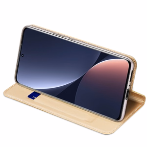 Dux Ducis Skin Pro viedtālruņa apvalks Xiaomi 13 Pro ar kartes turētāju un zelta statīvu