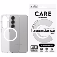 CARE by PanzerGlass Flagship Urban Combat White QI viedtālruņa apvalks Samsung Galaxy S25 - caurspīdīgs