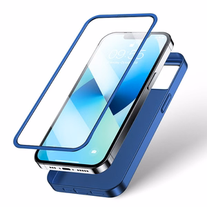 Joyroom 360 Full Чехол передняя и задняя крышка для iPhone 13 + закалённое стекло синий (JR-BP927 blue)