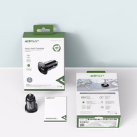 Acefast automašīnas lādētājs 38W USB Type C / USB, PPS, Power Delivery, Quick Charge 3.0, AFC, FCP melns (B1 melns)