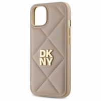 DKNY Quilted Stack Logo viedtālruņa apvalks iPhone 14 - bēšs