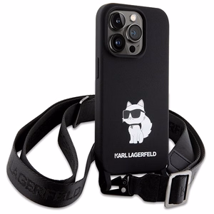 Karl Lagerfeld KLHCP15XSCBSCNK iPhone 15 Pro Max 6.7" cietais apvalks melns/melns Crossbody Silikona Choupette