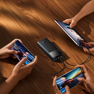 Baseus EnerFill FP41 30000mAh 22.5W portatīvais lādētājs ar Baseus Simple USB-A - USB-C 3A 30cm kabeli - melna