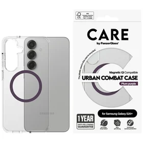 CARE by PanzerGlass Flagship Urban Combat Purple QI viedtālruņa apvalks Samsung Galaxy S25+ - caurspīdīgs