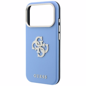 Guess Smooth & Big Strass Logo vāciņš iPhone 18 Pro / 17 Pro – zils