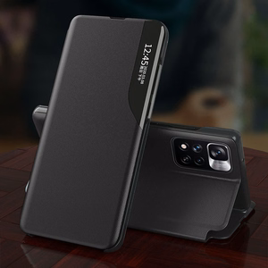 Viedtālruņa apvalks Xiaomi Redmi Note 11 Pro+ 5G (China) / 11 Pro 5G (China) / Mi11i HyperCharge / Poco X4 NFC 5G no ekoloģiskās odas ar atveramu vāciņu un statīvu - sarkans