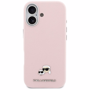 Karl Lagerfeld Karl & Choupette Head Pins Saffiano MagSafe Maciņš for iPhone 17 - rozā