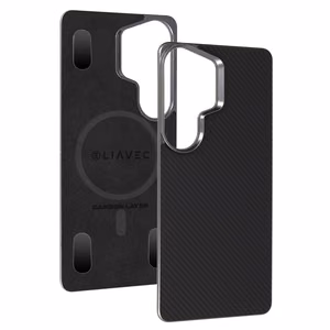 Liavec Carbon Layer Magsafe Aramid Fiber maciņš priekš Samsung Galaxy S26 Ultra melns
