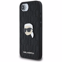 Karl Lagerfeld Monogram Karl Head Pin viedtālruņa apvalks iPhone 16e - melns