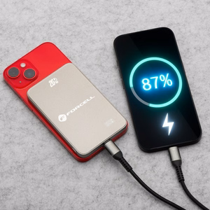 Portatīvais lādētājs saderīgs ar MagSafe Forcell F-Energy SuperSlim F5K8 QC4.0 PD3.0 15W 5000 mAh titāna dykuma krāsa