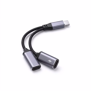 Adapteris AUX 2in1 Type C tēviņš to Type C mātīte / Type C mātīte Blue Star melns [DAC] - max 25W uzlāde