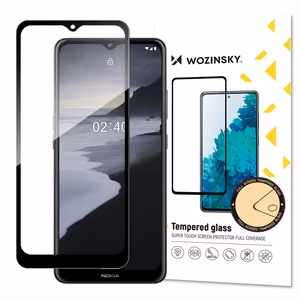 Wozinsky Full Glue Tempered Glass īpaši izturīgs rūdīts ekrāna aizsargstikls ar pilnu pārklājumu un rāmi, saderīgs ar maciņu, Nokia 2.4, melns