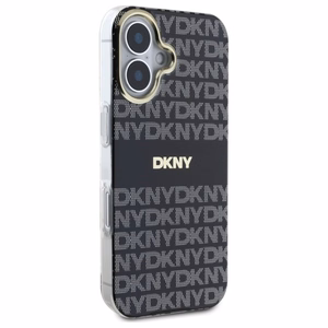 DKNY tekstūras raksta ar svītru viedtālruņa apvalks iPhone 16 - melns