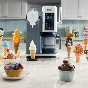Ninja CREAMi Soft Serve – mīkstā saldējuma pagatavošanas ierīce, 0,47 l, 800 W, pelēka / sudrabota