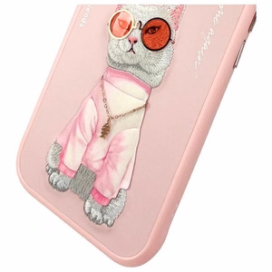 NIMMY viedtālruņa apvalks GLASSES COOL CAT priekš IPHONE 15 rozā
