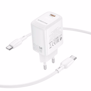 Borofone сетевое зарядное устройство BN28 Fuente - Type C - PD 30W с кабелем Type C - Type C белый