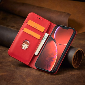 Magnet Fancy Case viedtālruņa apvalks iPhone 14 Pro ar flip vāciņu, maku funkciju un statīvu - sarkanās krāsas
