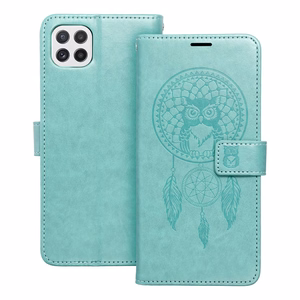 MEZZO grāmatas tipa viedtālruņa apvalks SAMSUNG A22 5G ar sapņu ķērāja rakstu, zaļš