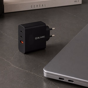 Blavec sienas lādētājs BC-11 GaN - USB + 2xType C - QC PD 65W 3A (TCBC11G-U2CB653A) melns