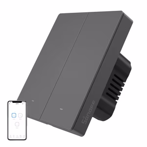 Viedais WiFi sienas slēdzis SONOFF M5-2C-80 (2 kanāli, rāmim, grafīts)