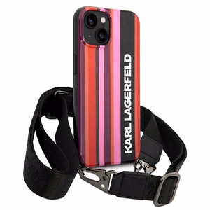 Karl Lagerfeld KLHCP14SSTSTP iPhone 14 6.1 "cietais apvalks rozā / rozā Krāsu Svītras Siksna