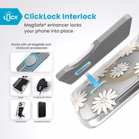 Speck Presidio Lux ClickLock & MagSafe - iPhone 16 Pro maciņš (Sunshine Daisies / Clear / zeltains)