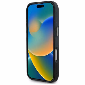 Guess IML Metal Glitter 4G Circle Triangle magnētiskais viedtālruņa apvalks iPhone 16 Pro - melns