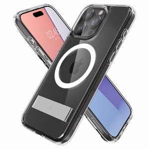 Spigen Ultra Hybrid S Magnētiskais viedtālruņa apvalks ar statīvu iPhone 15 Pro - Caurspīdīgs