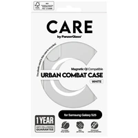 CARE by PanzerGlass Flagship Urban Combat White QI viedtālruņa apvalks Samsung Galaxy S25 - caurspīdīgs