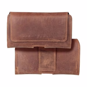 Horizontal Leather Belt Phone Pouch for iPhone 13 Pro Max / 14 Pro Max, Samsung Galaxy S21 Plus / S20 FE / A50 / A51 5G, Huawei P30 Pro / P40 Pro, Oppo A98 5G, Royal Crazy Horse, Size XL, Brown