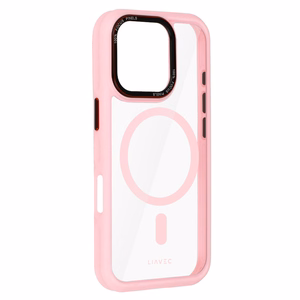 Liavec Hybrid Magsafe Skaidrs viedtālruņa apvalks Iphone 16 Pro gaiši rozā