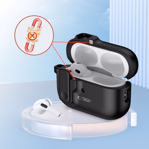 Tech-Protect Slim Hook apvalks ar karabīni Apple AirPods Pro 1 / 2 – melns