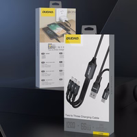 Dudao L3W USB-A/USB-C uz Lightning/USB-C/MicroUSB 66W kabelis - melns