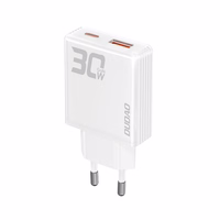 GaN Dudao A30EU 30W USB-A / USB-C sienas lādētājs - balts