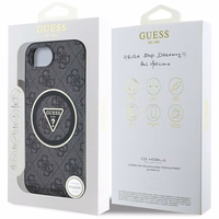 Guess IML Metal Glitter 4G Circle Triangle magnētiskais viedtālruņa apvalks iPhone 16e - melns