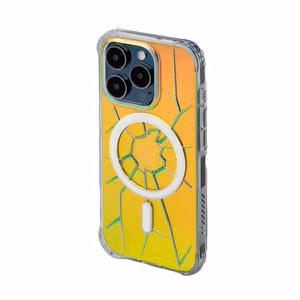 Magnētiskais Kingxbar PQY Crack Series silikona viedtālruņa apvalks iPhone 15 Pro Max - hologrāfisks