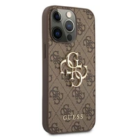 Guess GUHCP13X4GMGBR iPhone 13 Pro Max 6.7" brūns cietais apvalks 4G Liels Metāla Logotips