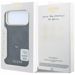 Guess Ring Stand 360 4G Classic Logo MagSafe maciņš, paredzēts iPhone 17 Pro / 18 Pro, melns